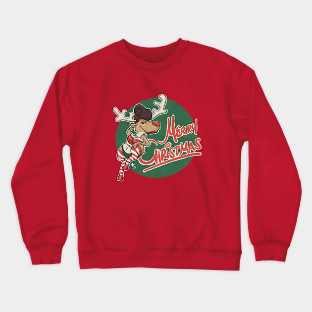 Reindeer Pinup Crewneck Sweatshirt by MBGraphiX